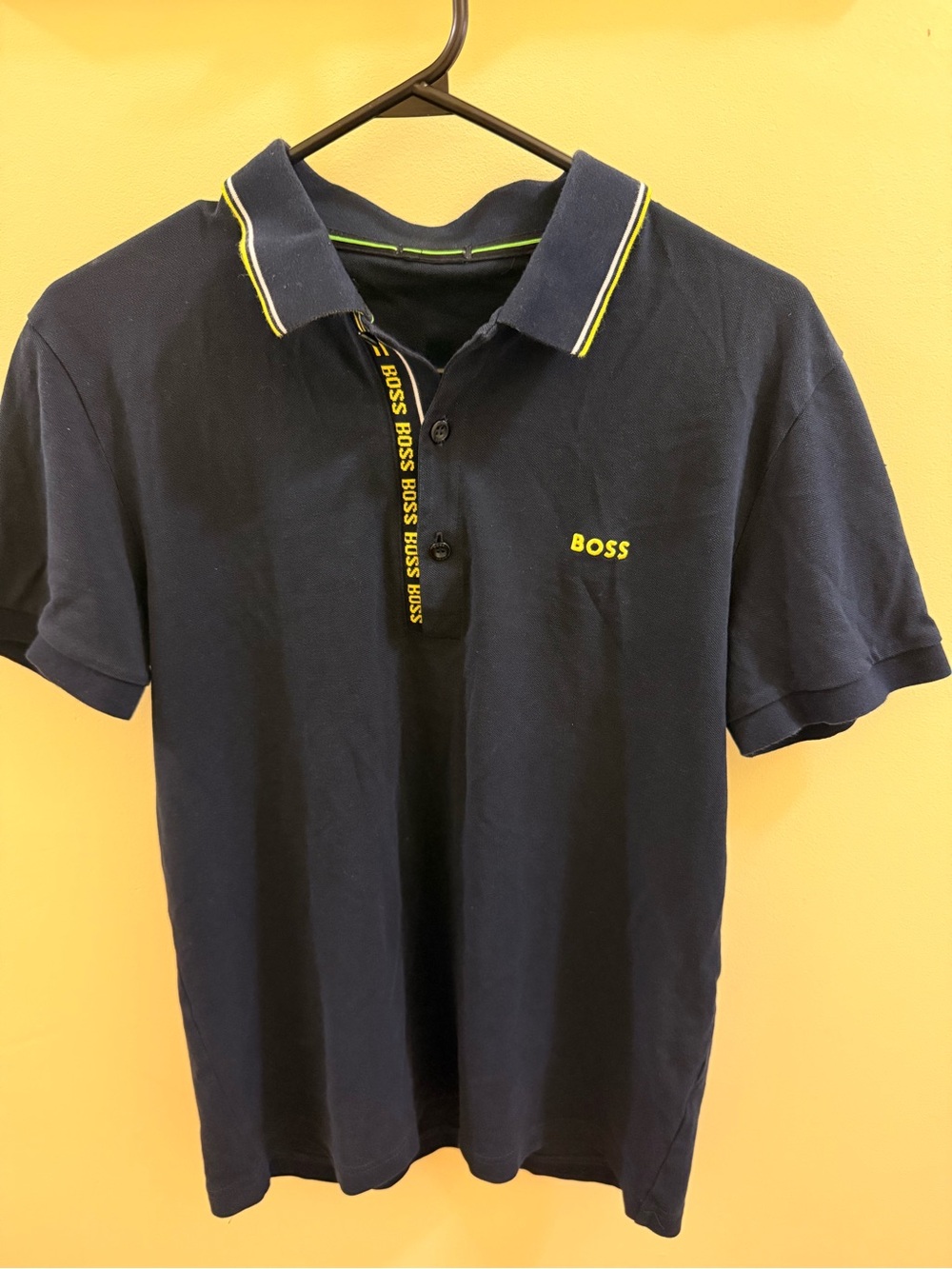 BOSS Navy Polo with Yellow Trim